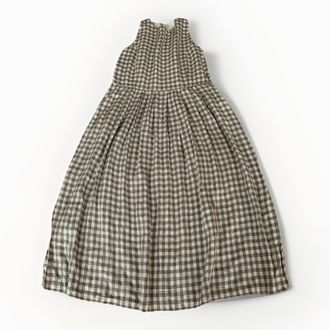 Vintage Leinen Kleid kariert Materialetikett ruecken