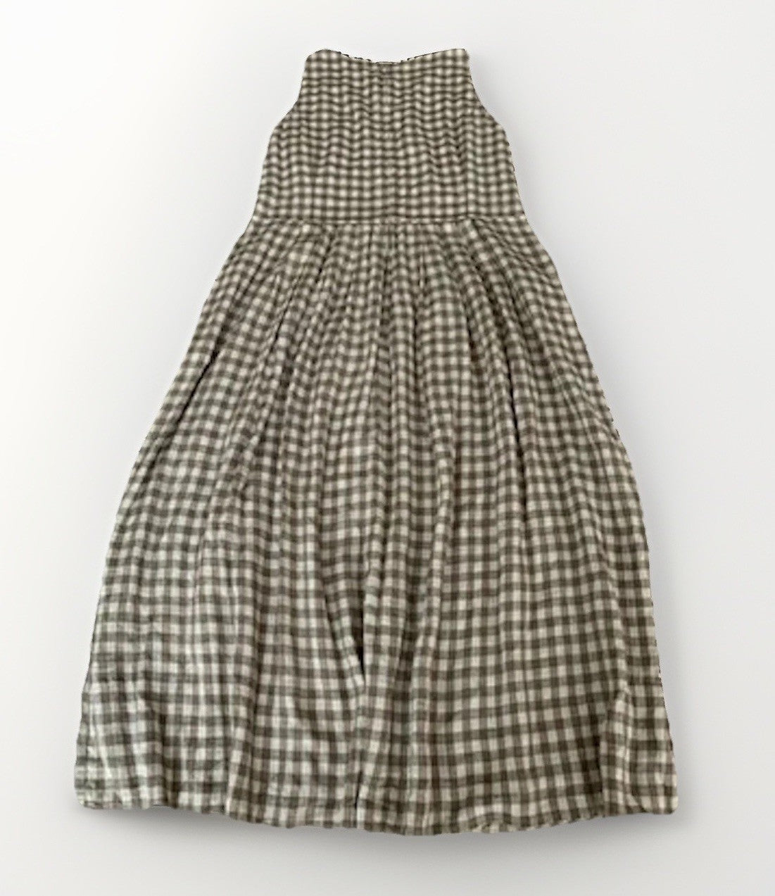 Vintage Leinen Kleid kariert Materialetikett ruecken liegend