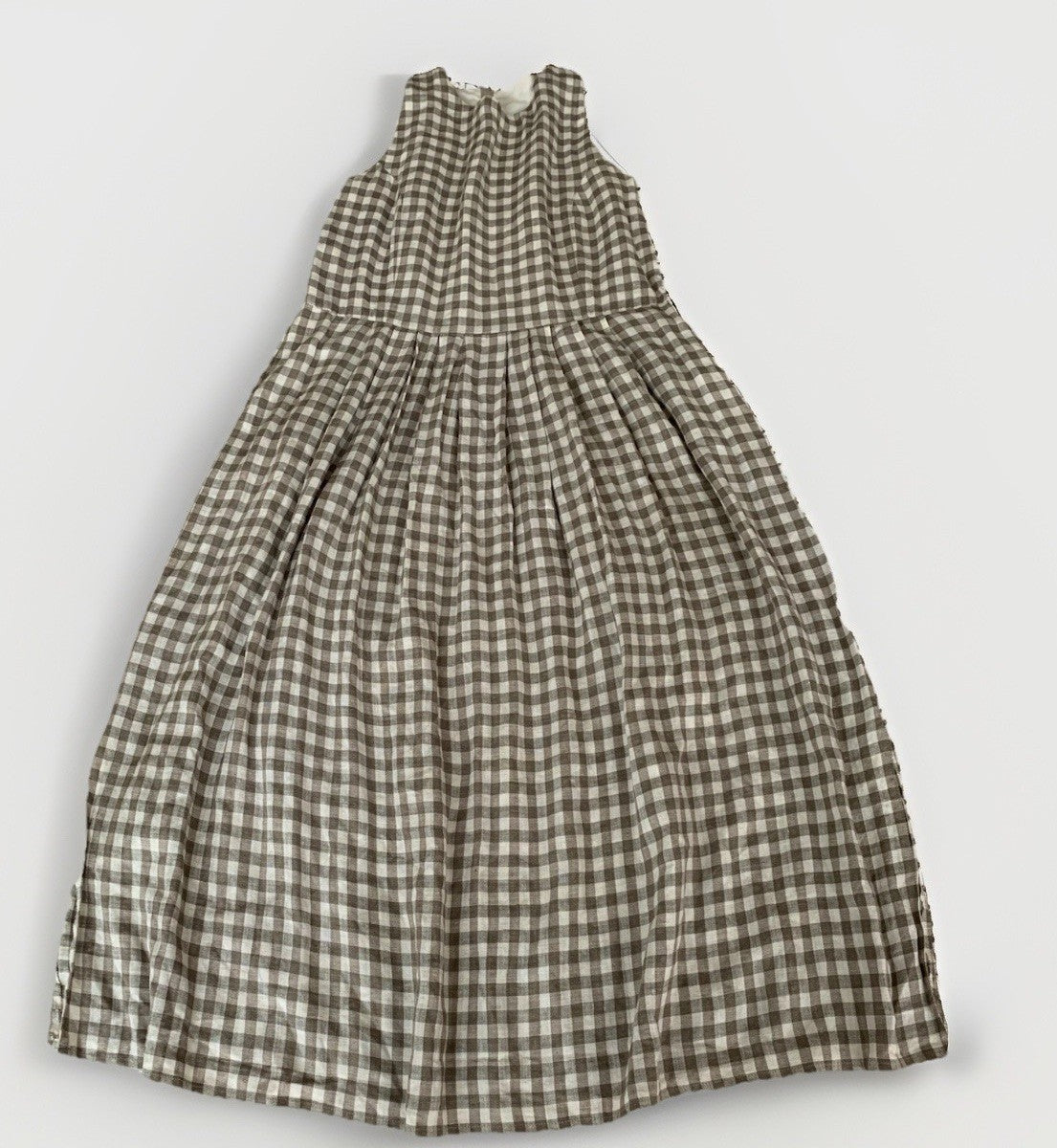 Vintage Leinen Kleid kariert flach vorne