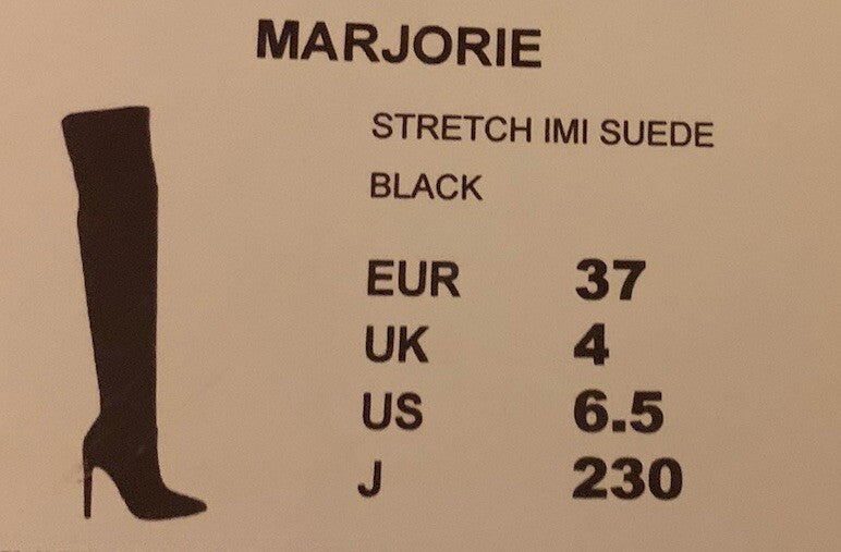 Größenetikett der Buffalo Marjorie Overknees Damenstiefel, Größe 3