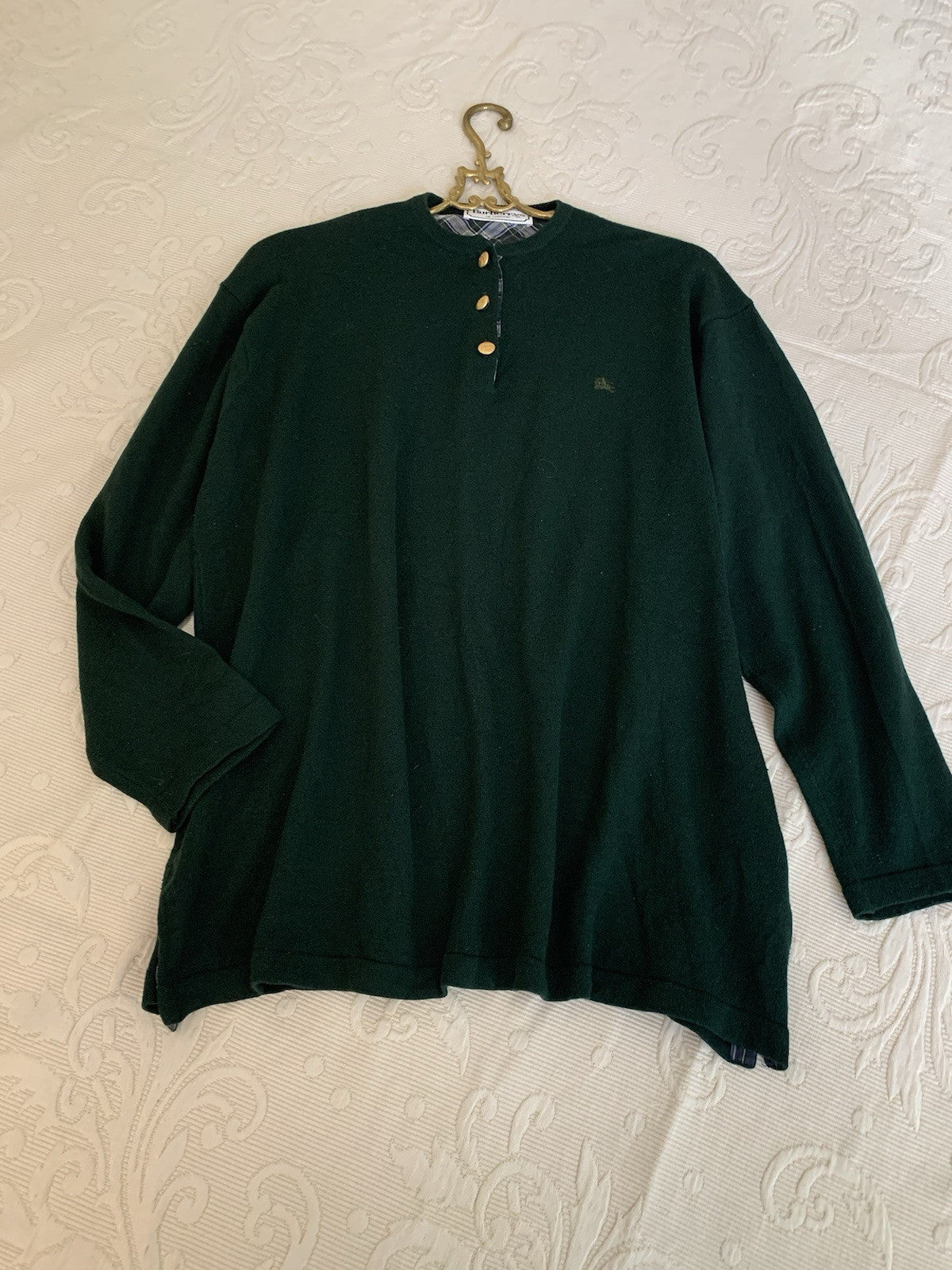 Klassischer Burberry Vintage Wollpullover in Dunkelgrün