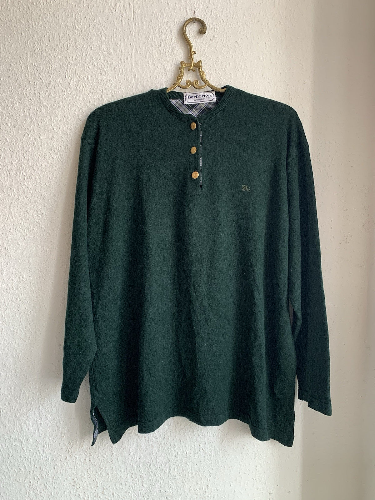 Burberrys Vintage Pullover in Dunkelgrün Vorderansicht