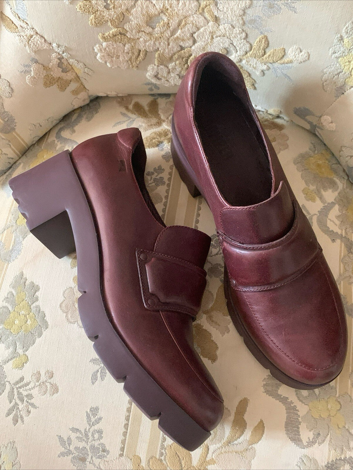 Camper Damen Halbschuhe Slipper aus Echtleder in Bordeaux Braun, Größe 41, neu