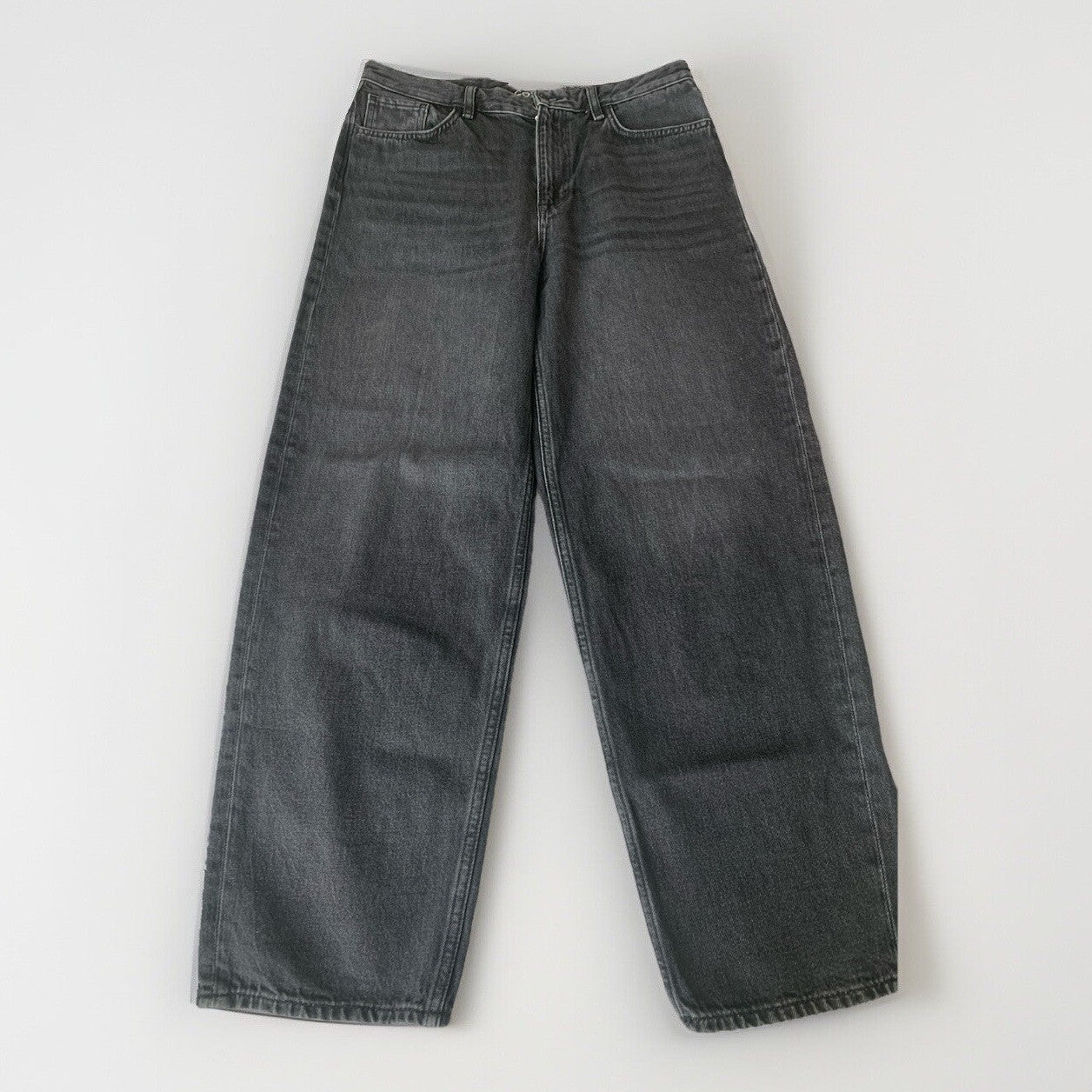 COS Damen Jeans Hose in Schwarz-Grau aus Baumwolle, Größe 30