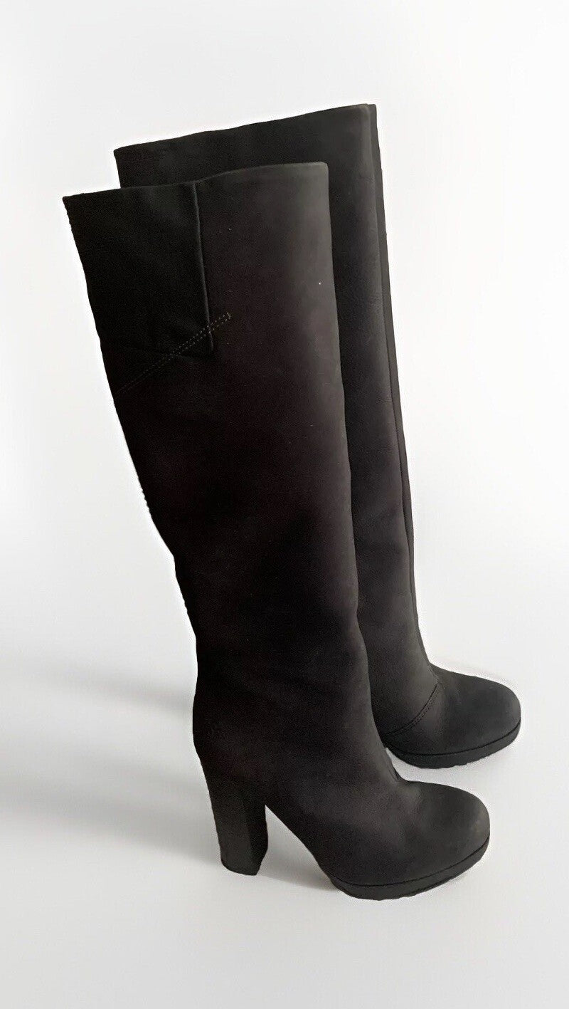 G-Star RAW Damen Lederstiefel mit Plateau und Blockabsatz in Schwarz, Größe 37