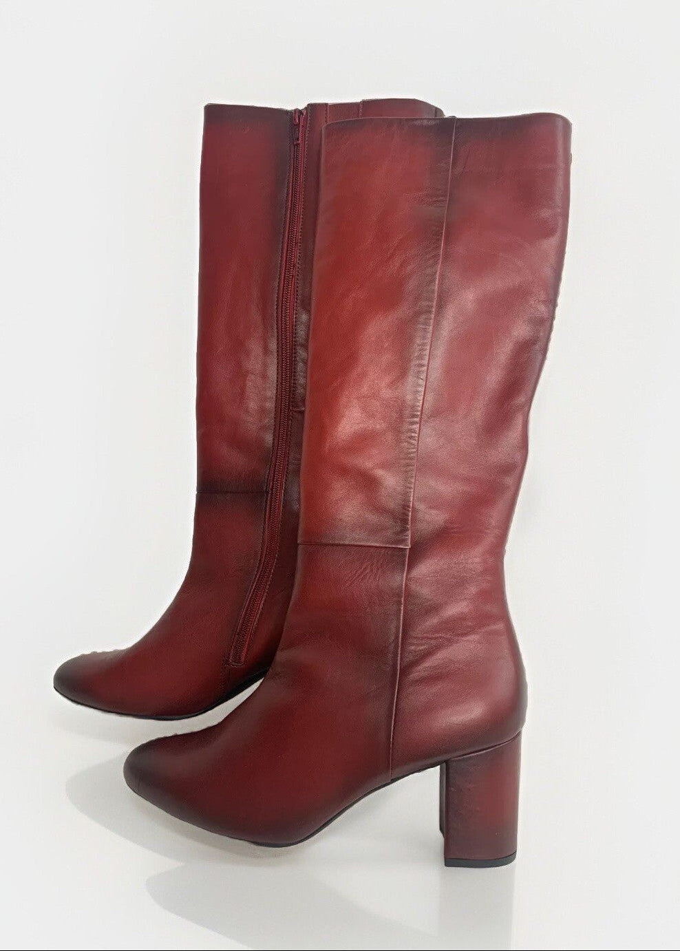 Gabor Echtleder Damenstiefel rot – Seitenansicht mit Blockabsatz
