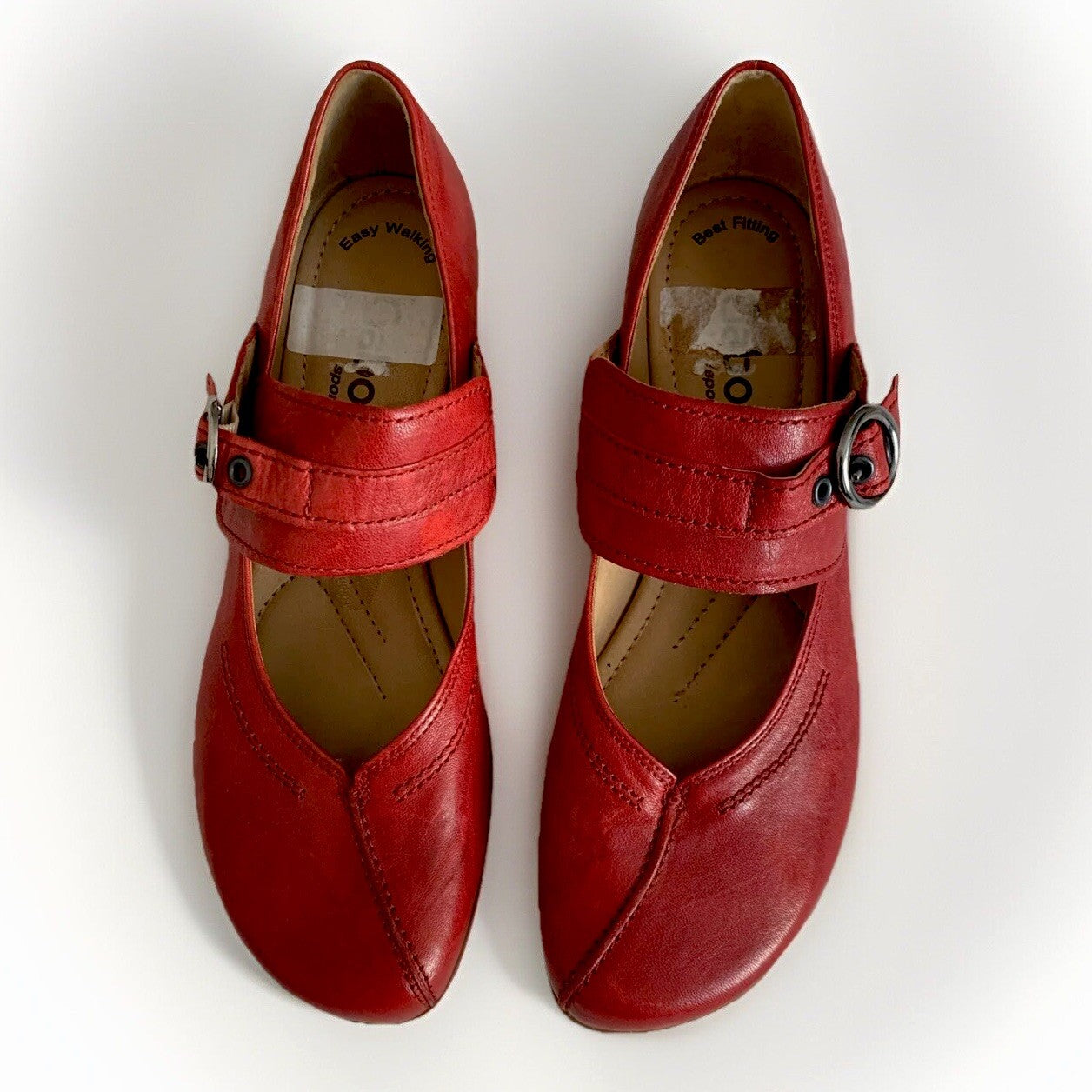 Rote Echtleder Mary Jane Schuhe von Gabor