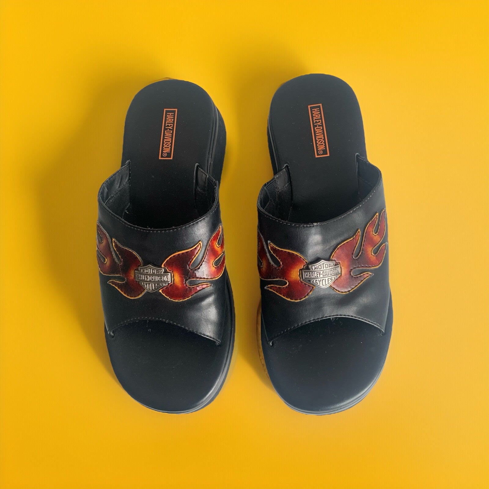 harley-davidson-90s-vintage-plateau-sandalen-flammen-schwarz-gr41 oben