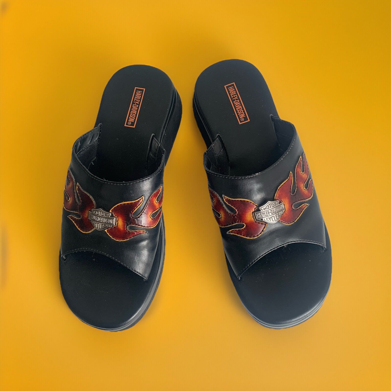 harley-davidson-flipflops-damen-herren-vintage-plateau-leder-gr41 von oben