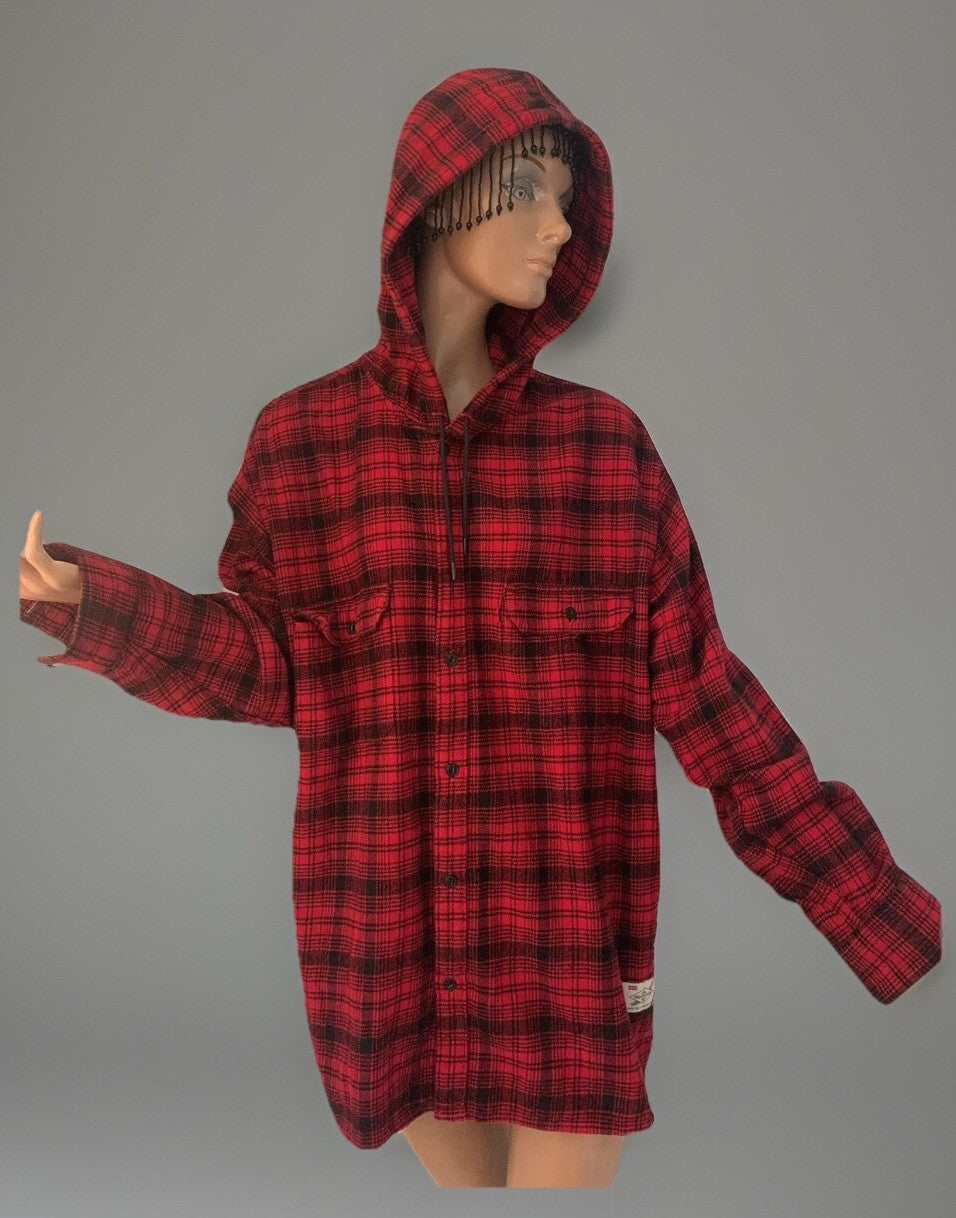 levis-fresh-leaves-hooded-hemd-rot-schwarz-getragen