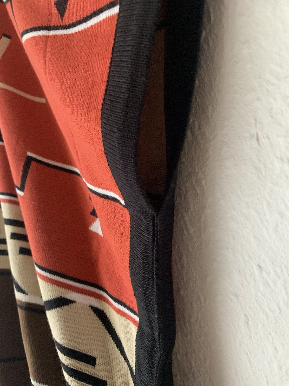Armausschnitt Ethno Tribal Muster Peter Luft Vintage Poncho