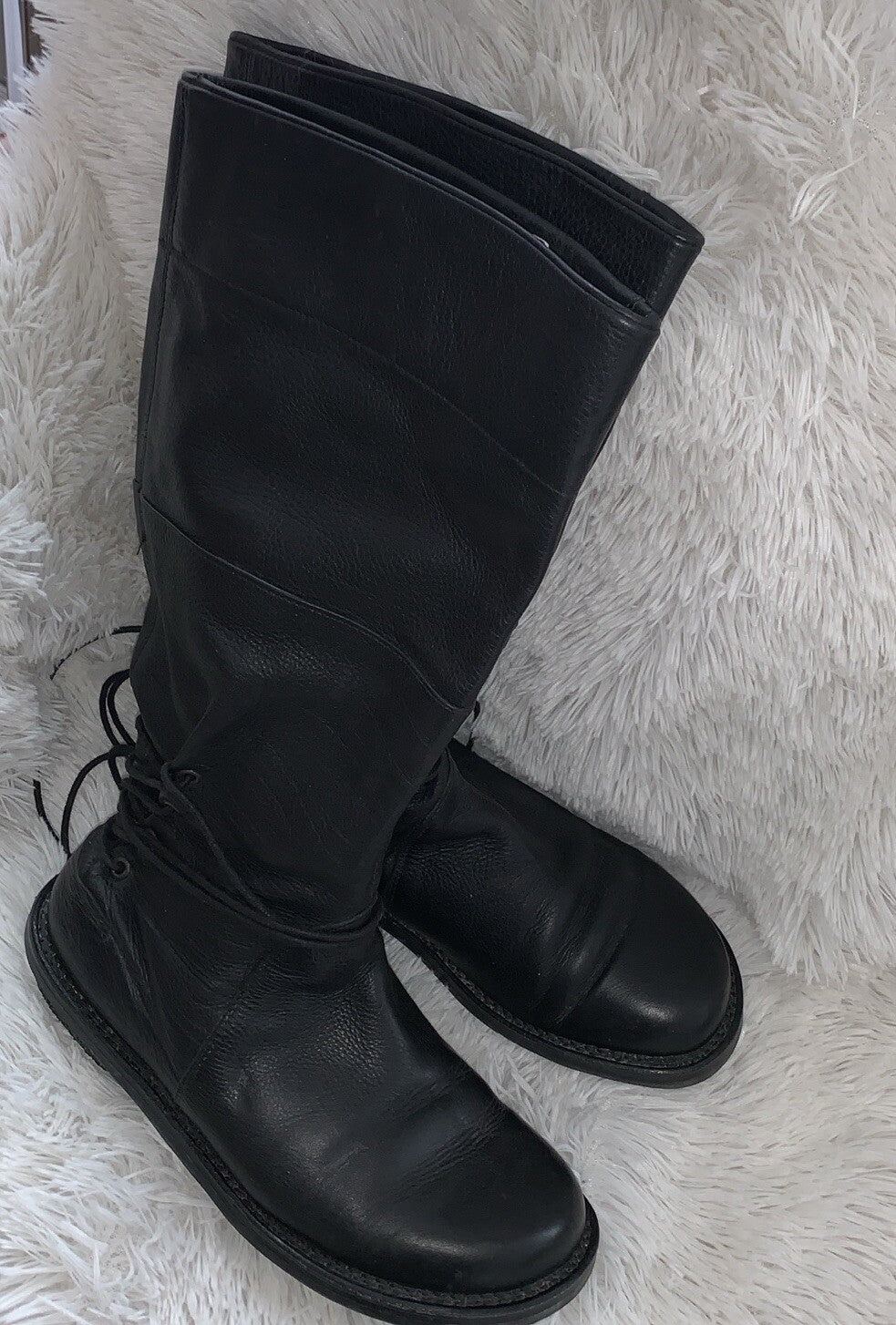 Trippen Lederstiefel Schwarz – Vorderansicht Paar Größe 37